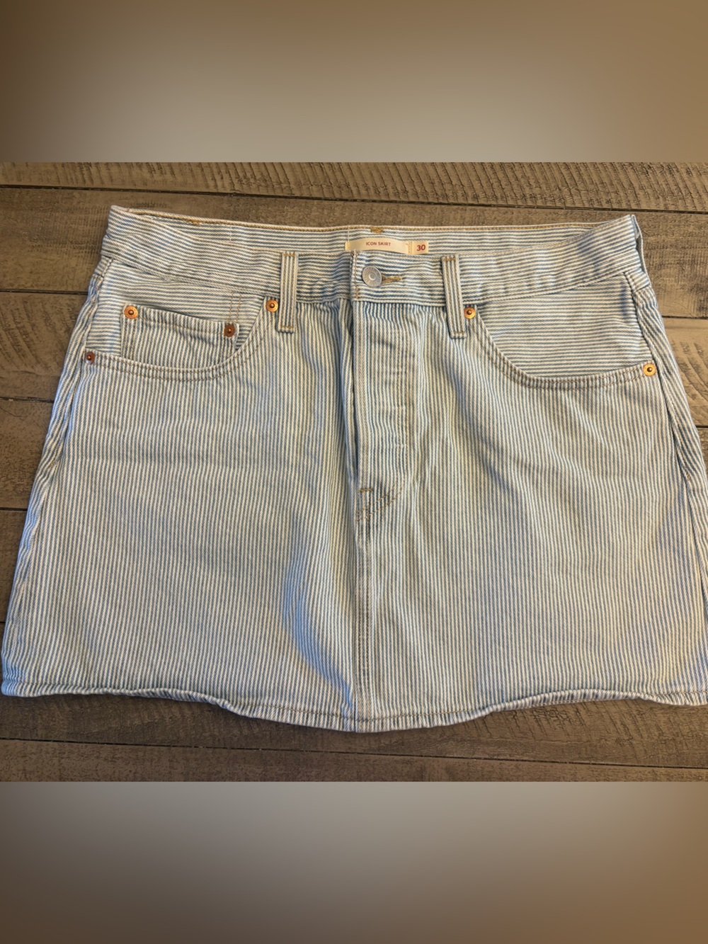 Levi’s Striped Denim Mini Skirt - Light Blue/White